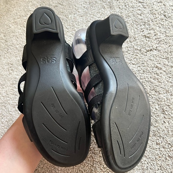 SAS Allegro Sandal Womens Size 9 M Black Strappy Open Toe Block Heel Pumps - Picture 6 of 6